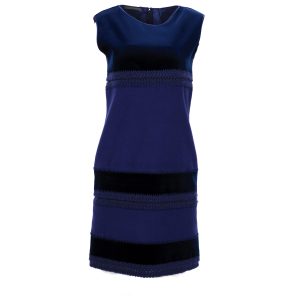 Alberta Ferretti ärmelloses Etuikleid aus blauer Wolle im Colorblock-Design – 7748648140860