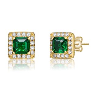 Classy 7733301248060 Ohrstecker – eckige Form, Halo-Besatz