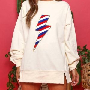 Lightning Strikes Again Pullover – verziert, Creme