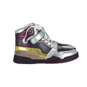 Isabel Marant Bresse Metallic-High-Top-Sneaker aus mehrfarbigem Leder im Colorblock-Design