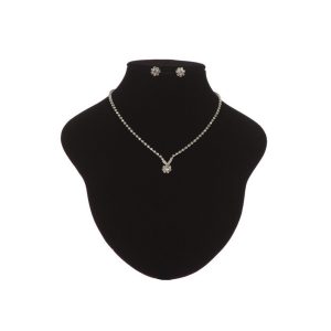 Silberfarbenes Mädchen-Schmuck-Geschenkset aus Halskette und Ohrringen mit Glitzer und Strass