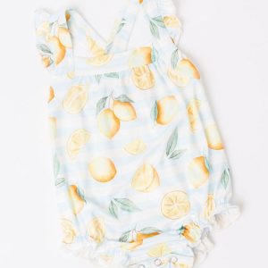 Lovely Lemons kurzer Overall – überkreuzte Rückenriemen, Rüschen