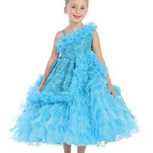 Enchanting Sizes 2-8 Kleid – einseitig schulterfrei, Rüschen, Mädchen