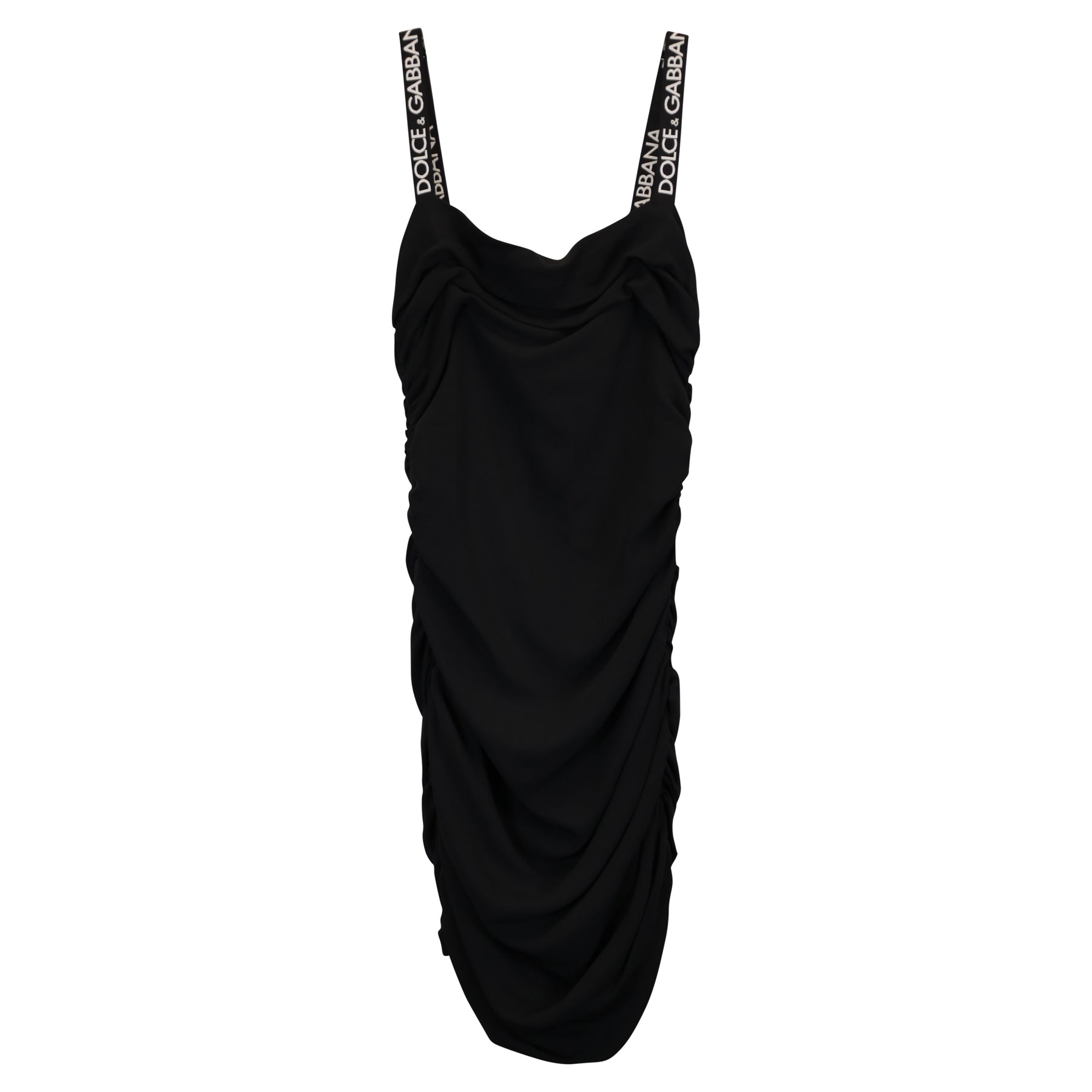 Dolce & Gabbana Kleid – gerafft, Mini, Schwarz, Baumwolle, 7733831729212