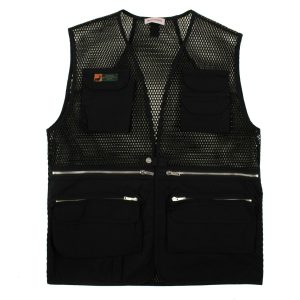 Schwarze Herren-Mesh-Westenjacke mit mehreren Taschen