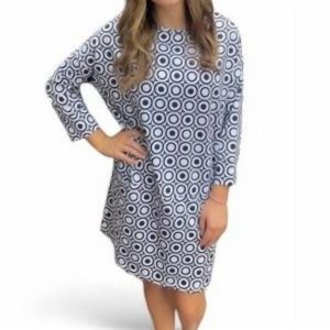 Kleid – Taschen vorne, Punktemuster, Schwarz, Weiß