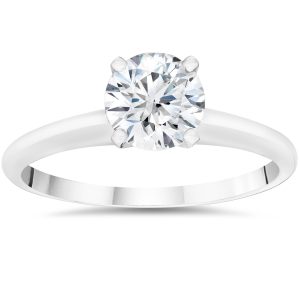 Solitär-Verlobungsring mit rundem, im Labor gezüchtetem Diamanten, 3/4 ct, 14 K Weißgold