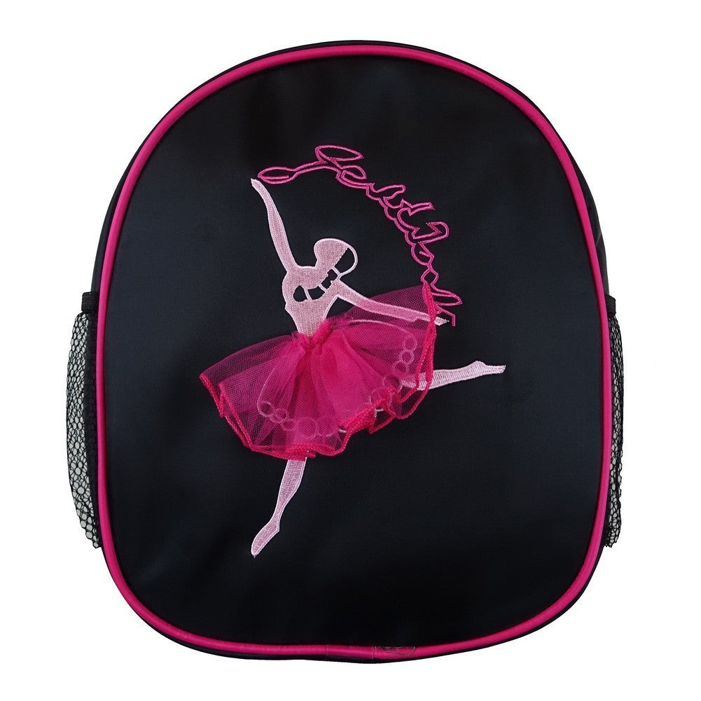 Schwarz-pinker Mädchen-Tanzrucksack mit Ballettmädchen-Druck