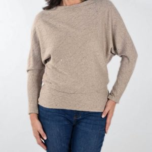 Glitzernder Strickpullover in Oatmeal