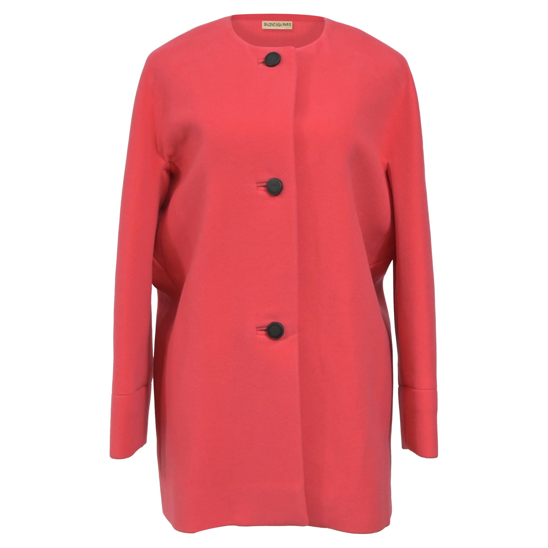 Balenciaga Mantel – einreihig, Rosa, Wolle