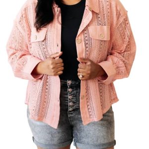 Sweeter Than Nectar Spitzenoberteil mit Knopfleiste in Rose – 7732428505148