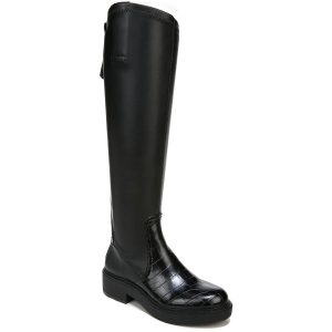 Keaton kniehohe Stiefel – Kunstleder, Blockabsatz