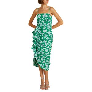 Gerafftes Midikleid aus Biobaumwolle