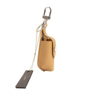 Schlüsselanhänger-Etui für Handdesinfektionsmittel mit genarbter Oberfläche – Hellbraun