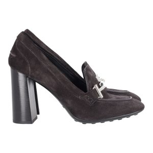 Tod’s Loafer mit Absatz aus schwarzem Veloursleder