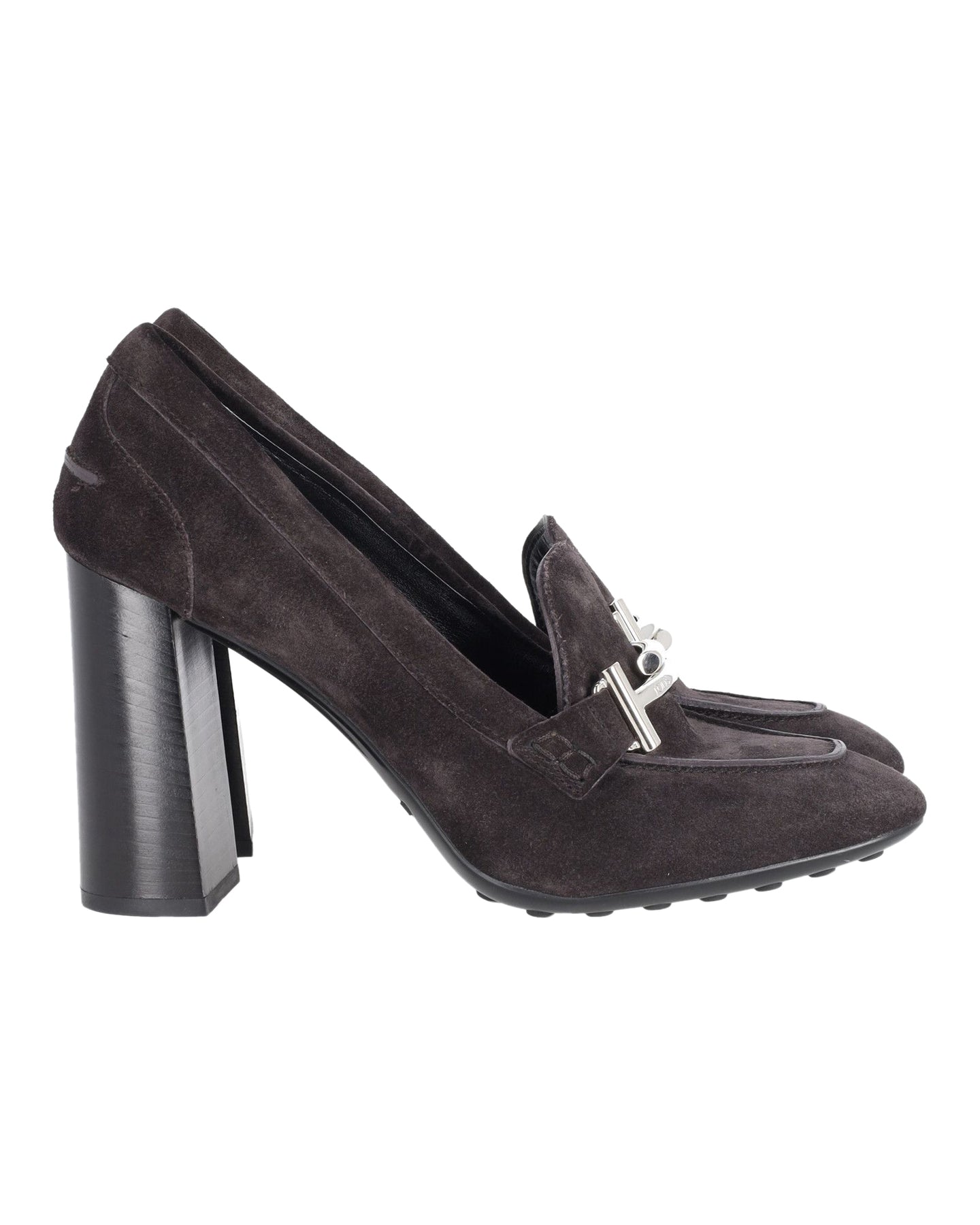 Tod’s Loafer mit Absatz aus schwarzem Veloursleder