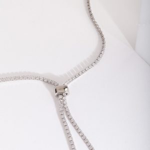 Silberne Lariat-Halskette mit Zirkonia