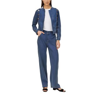 Verzierte Jeans mit weitem Bein in großen Größen