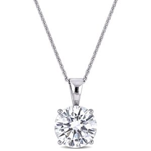 Mimi & Max 2ct DEW 14k Anhänger – synthetischer Moissanit, Weißgold, Solitär, Kette