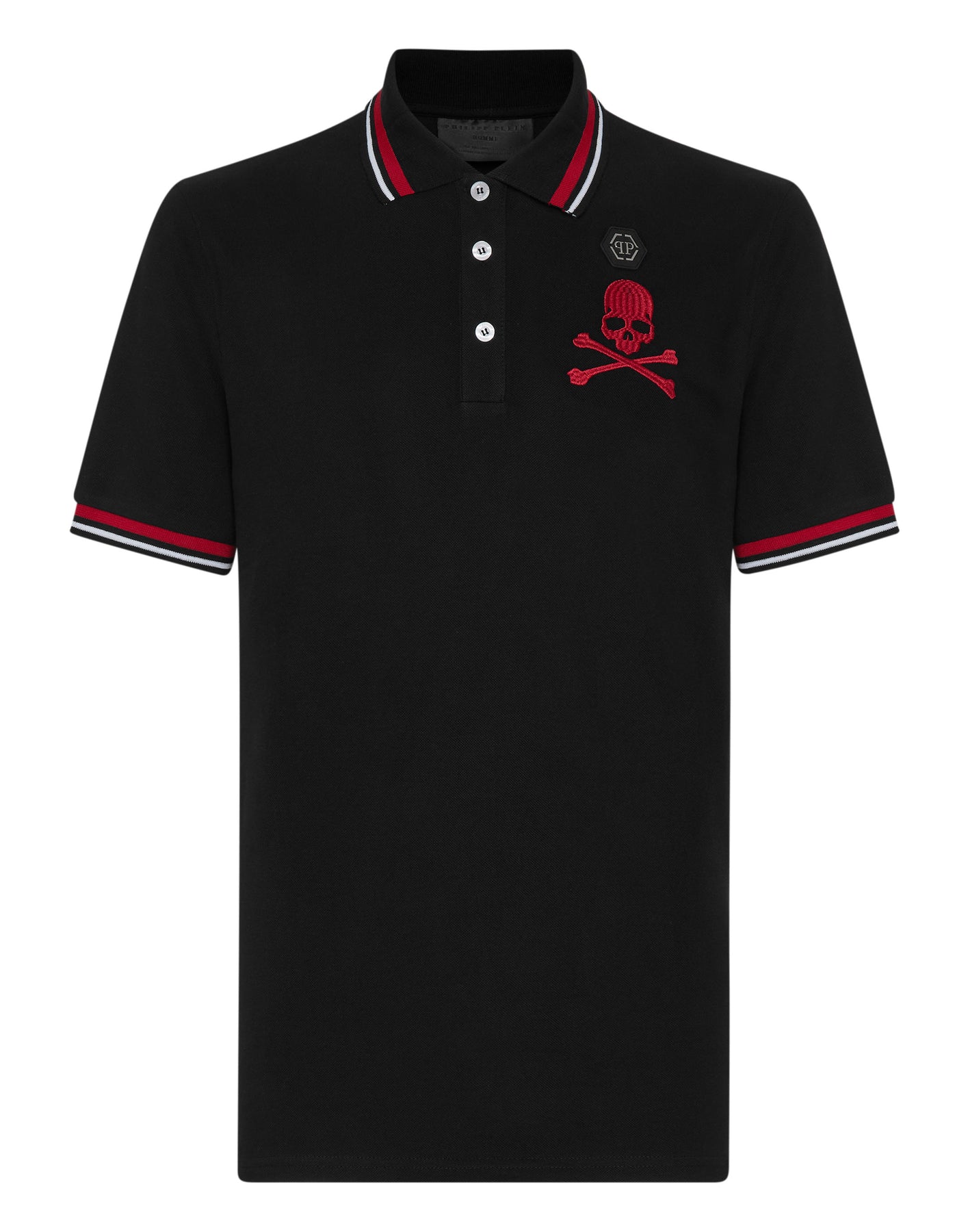 Kurzarm-Poloshirt, schmale Passform, Totenkopf-und-Knochen-Motiv – 7644977037372
