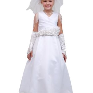 Mehrfarbiges Kleid für junge Brautjungfern mit Blumen-Bindegürtel in wählbarem Design, Größen 8–16