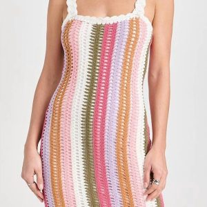 Lito Minikleid – gehäkelt, Streifenmuster, mehrfarbig