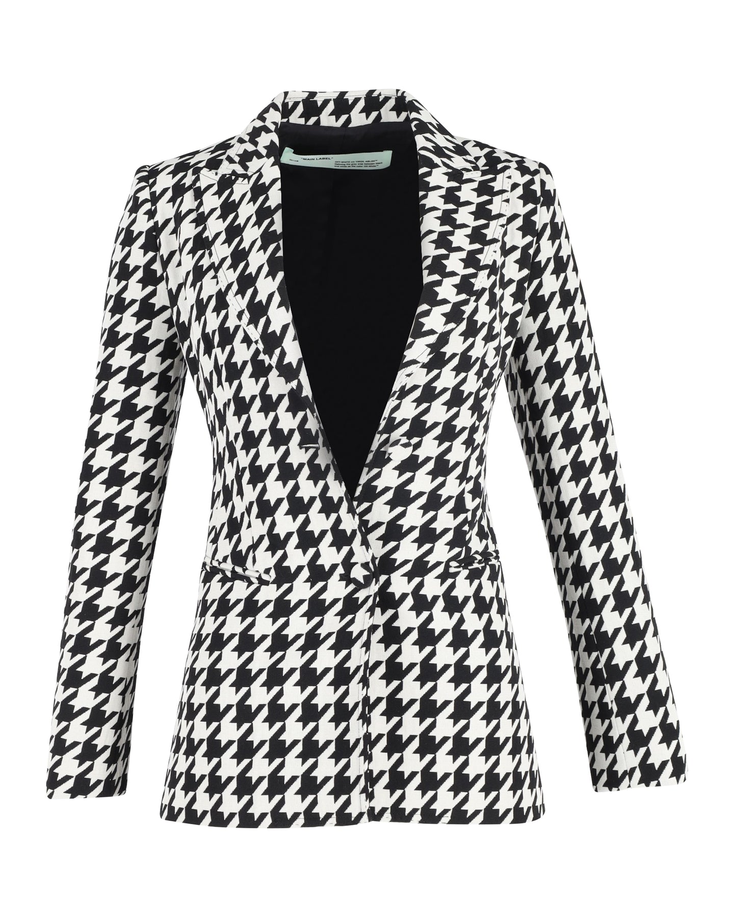 Off-White Blazer mit Hahnentrittmuster aus schwarz-weißer Wolle