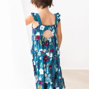Bloom Maxikleid – Beerenmotiv, Rüschen