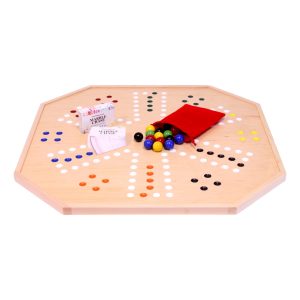 Marble Chase Holz-Brettspiel mit doppelseitigem Brett, 25 Zoll breit