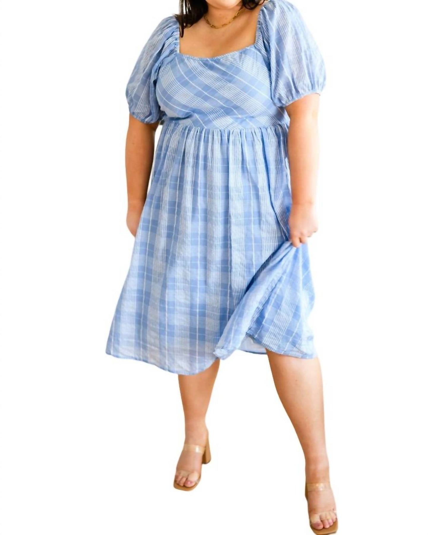 Top Of The Class Kleid mit blauem Karomuster