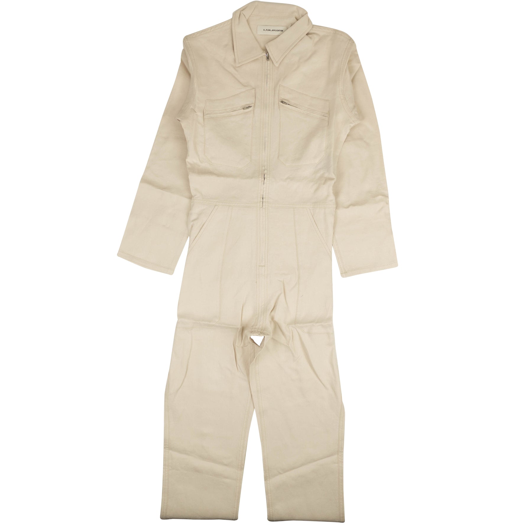 Overall – Kontrastnähte, Beige, Leinen