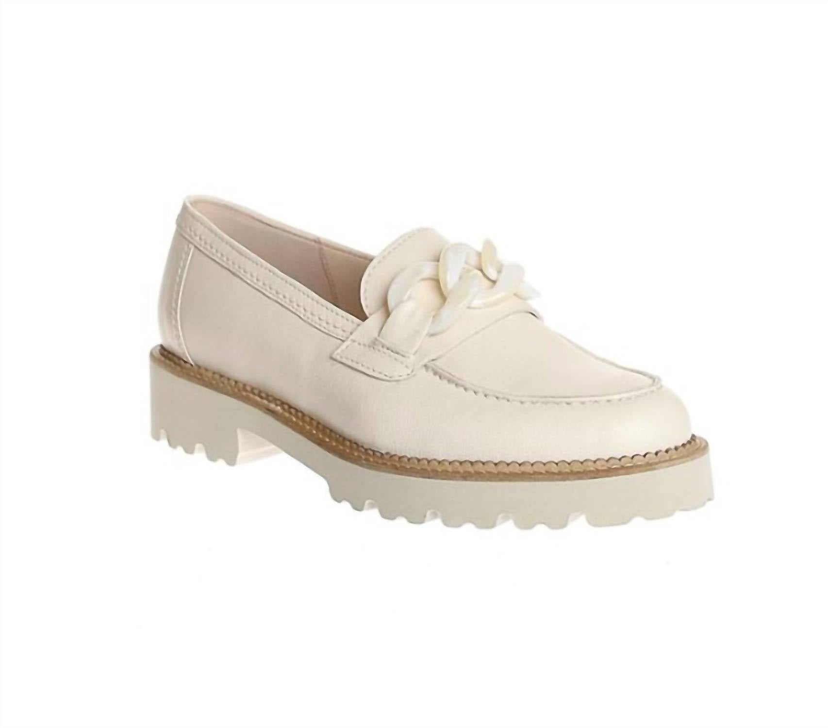 Instep Loafer – Leder, Damen, Schnalle, Elfenbein