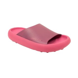 Pantoletten – Gummi, Logo, Rosa