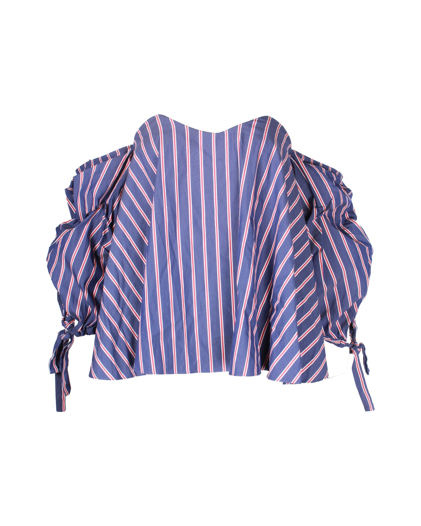 Caroline Constas Gabriella schulterfreies Oberteil aus blauer Baumwolle – 7748636049468