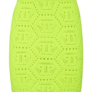 Fluo Strick-Minirock mit Monogramm