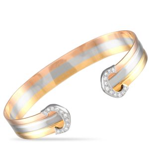 Cartier Double C Trinity Diamantarmband aus 18 K Gelb-, Weiß- und Roségold – CA05-051424
