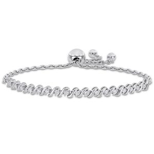 Mimi & Max 1/2ct DEW S link Bolo Armband – synthetischer Moissanit, Sterlingsilber, verstellbar