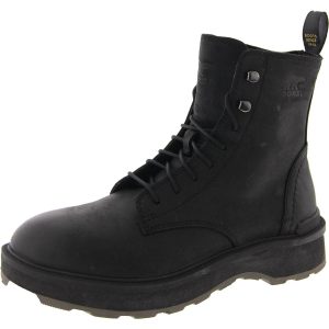 Hi-Line Lace Leder-Schnürstiefeletten