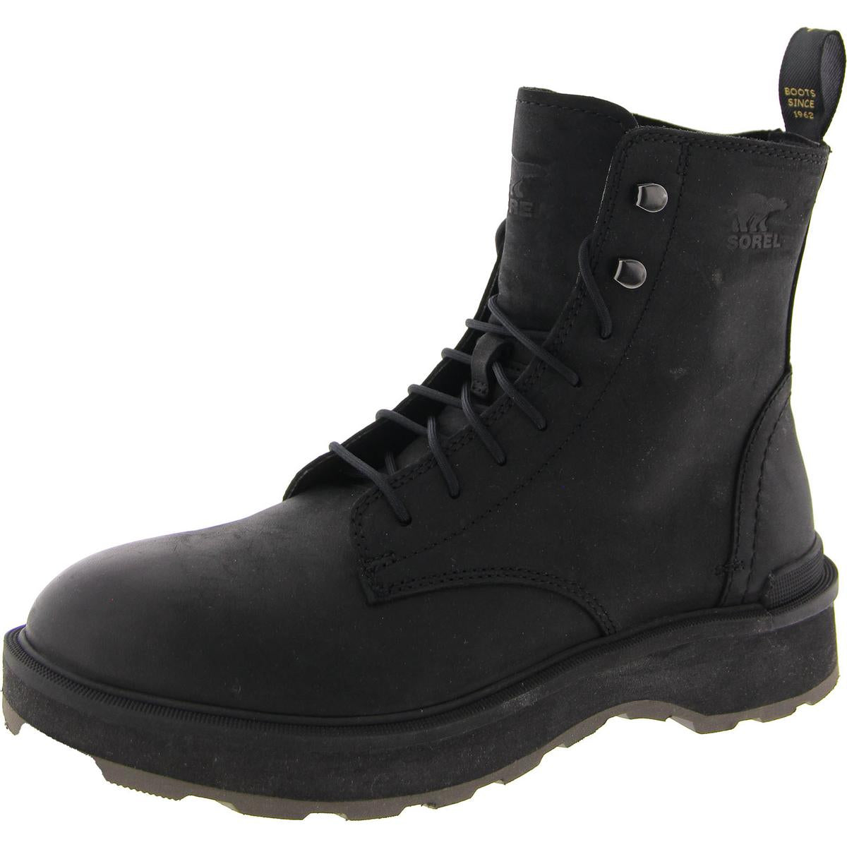 Hi-Line Lace Leder-Schnürstiefeletten