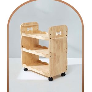 Mesasilla Massivholz-Servierwagen mit 3 Ebenen und feststellbaren Rollen
