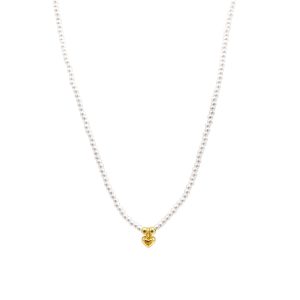 Halskette mit Saatperle und Herzanhänger, mit 14 K Gold vergoldet