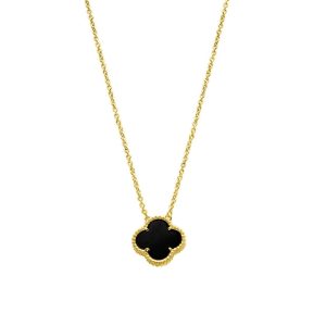 Halskette – mit 14-karätiger Vergoldung, Roségold, Blumenmotiv, Schwarz