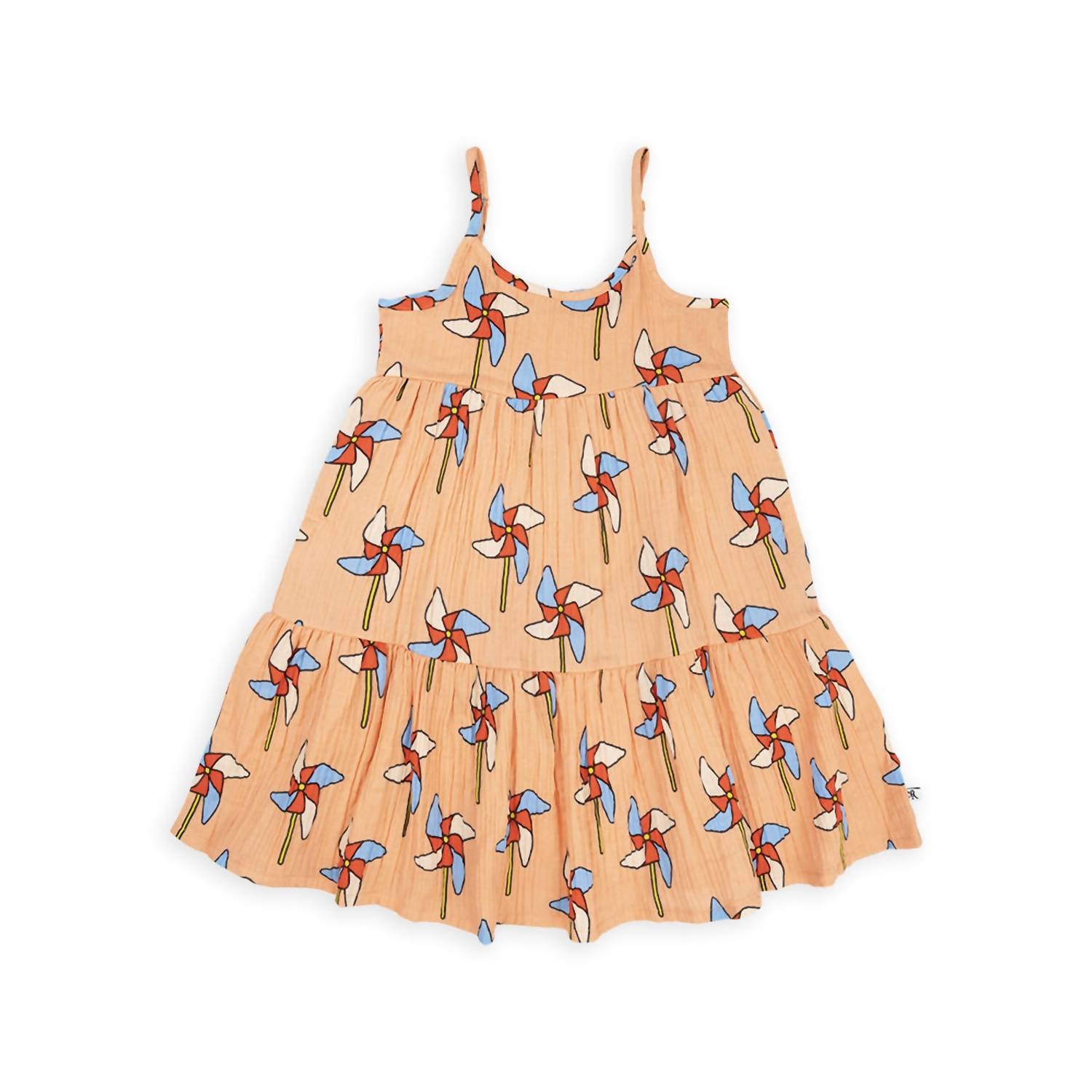 Ausgestelltes Mädchen-Neckholderkleid – Pfirsich – 7733859254332