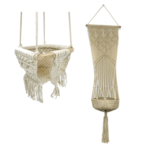 Finn + Emma Boho Bundle mit handgefertigter Baby- und Kleinkindschaukel und Spielzeugkorb