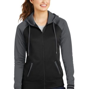 Sport-Tek Sport-Wick Varsity Damen-Fleecejacke mit Kapuze und durchgehendem Reißverschluss – LST236