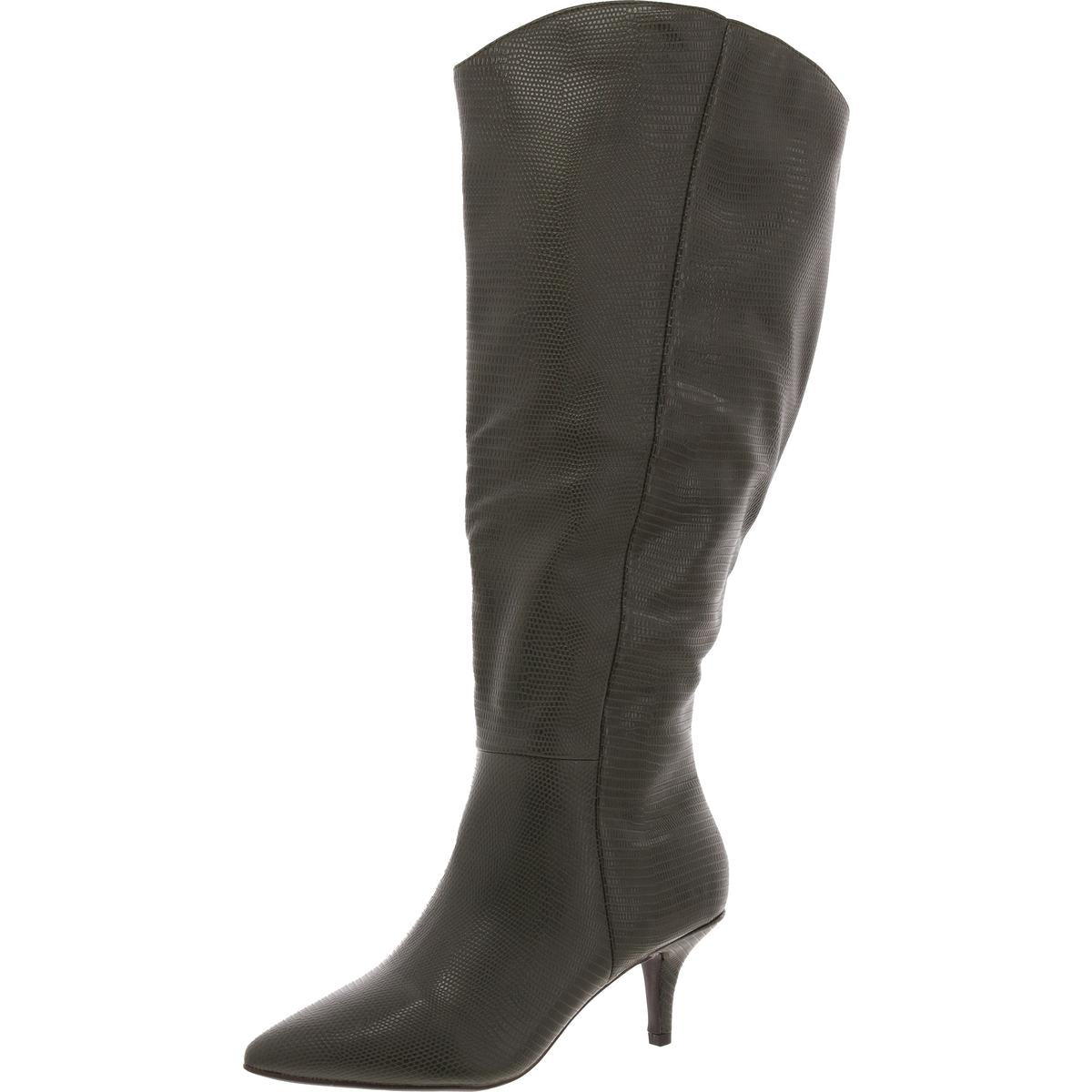 Overknee-Stiefel – Kunstleder, Tiermuster