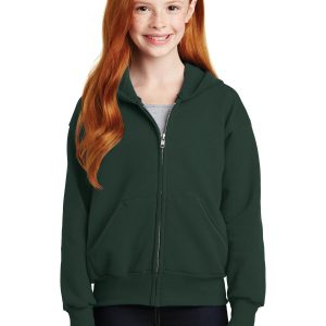 Hanes EcoSmart P480 Kapuzen-Sweatshirt – durchgehender Reißverschluss, Kinder/Jugend