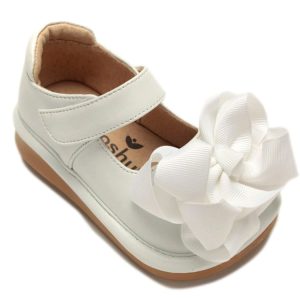 Mooshu Trainers weiße Mädchen-Mary-Janes mit Schleife und Quietschfunktion, Größen 3 Baby–9 Kleinkind
