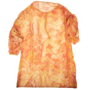 Palomo Seidenrobe mit Marmordruck in Orange