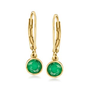 Ross-Simons Hängeohrringe mit Smaragden in Zargenfassung aus mit 18 kt Gold vergoldetem Sterlingsilber
